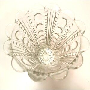 Vintage 1940s Glass Zipper & Button Pattern Vase Clear Pressed Glass 7.25"